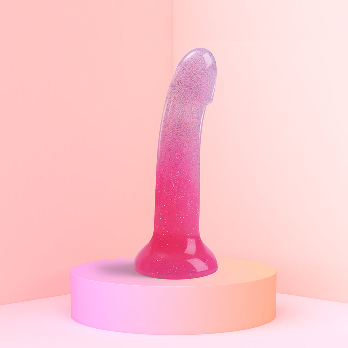 Love to Love Dildolls Sunrise 6 in. Silicone Dildo with Multicolor Star Glitter Pink/Purple-4