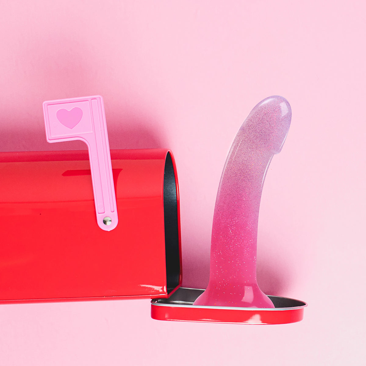 Love to Love Dildolls Sunrise 6 in. Silicone Dildo with Multicolor Star Glitter Pink/Purple-2