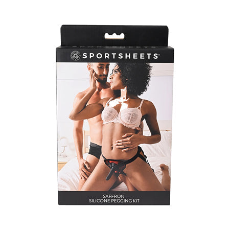 Sportsheets Saffron Silicone Pegging Kit with Adjustable Strap-On Harness & 5 in. Dildo-0
