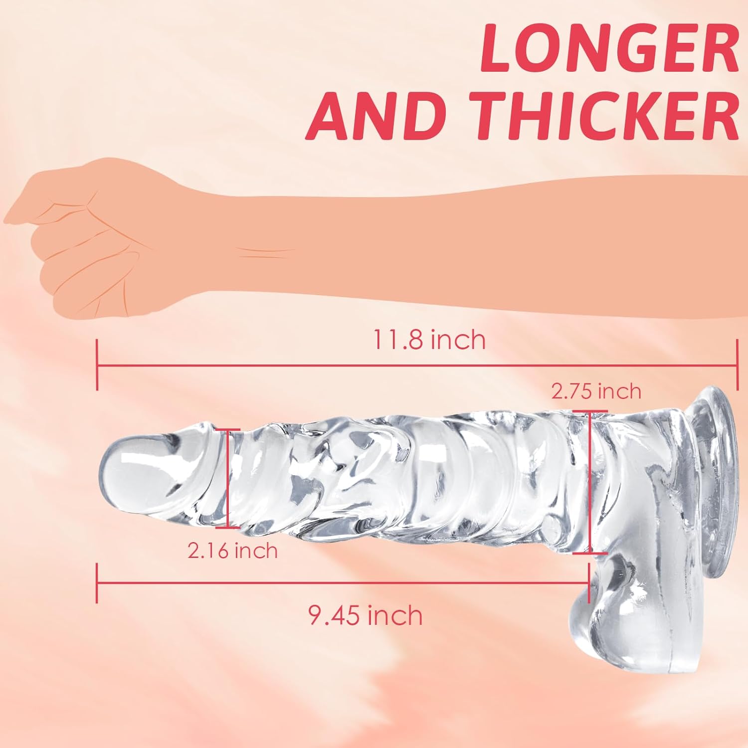 MoonRipple 11.8" Advanced Clear Dildo-1