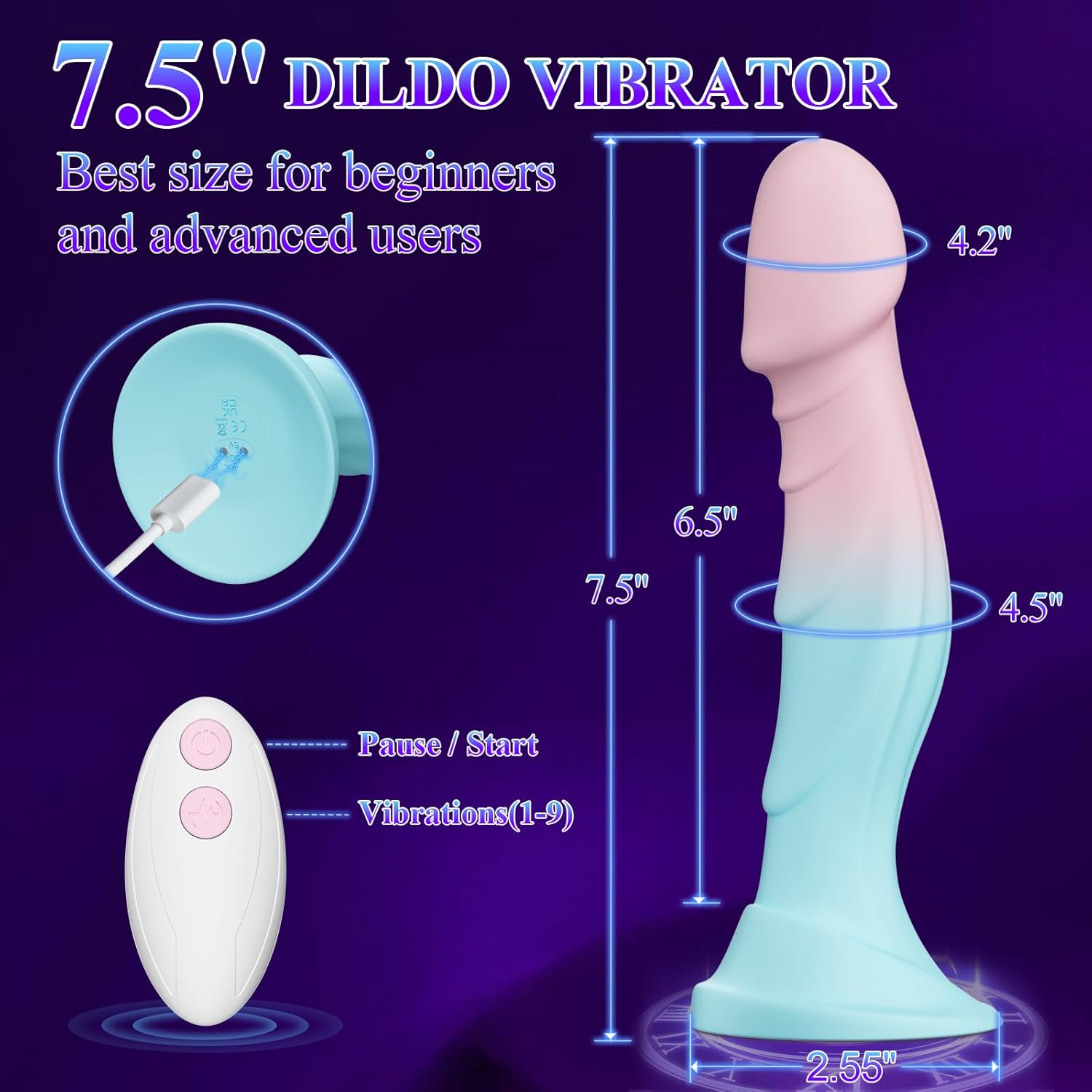 InfiniteFlare Suction Cup Dildo Vibrator-4