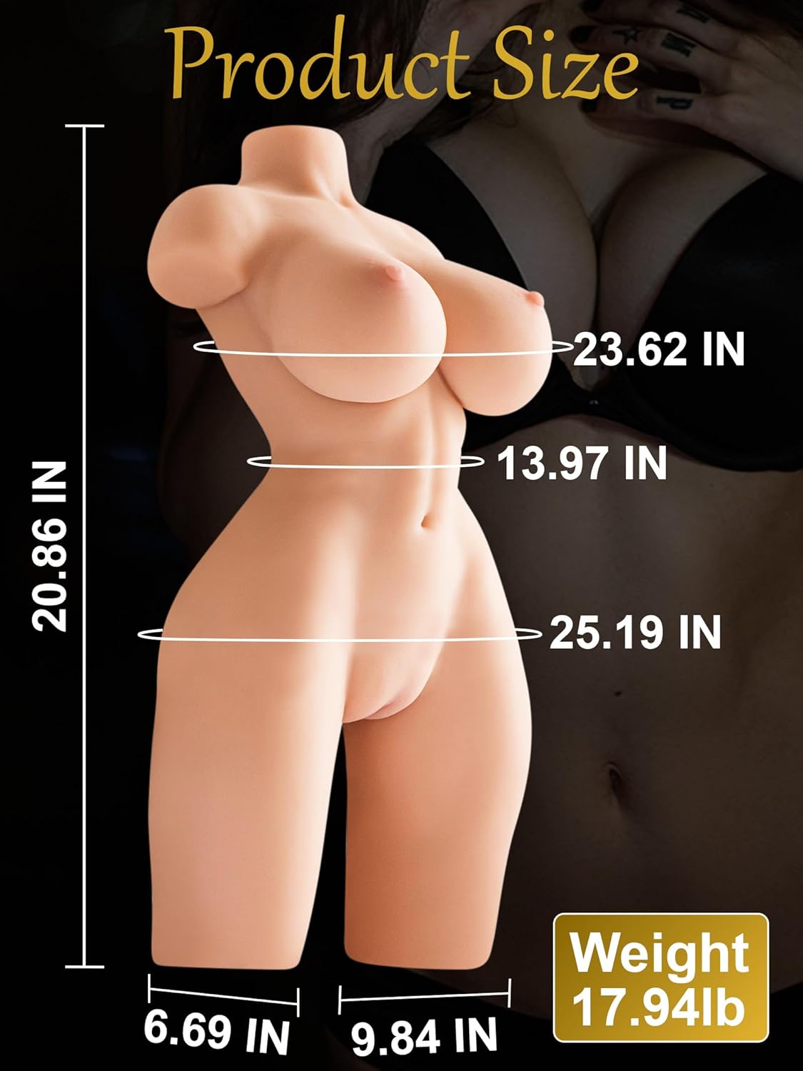 LustDiva 3-in-1 Realistic Sex Doll Torso with Vaginal, Anal & Breast Play-3