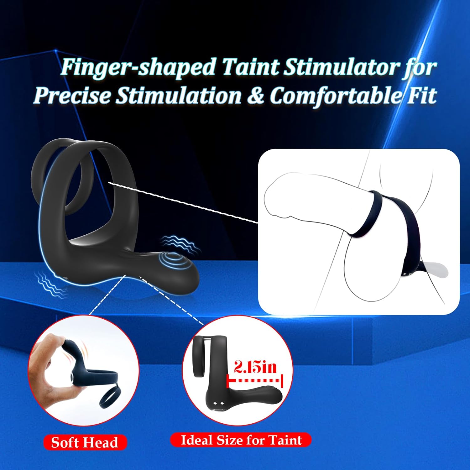 TitanVibe Vibrating Cock Ring with Taint & Ball Stimulator-2