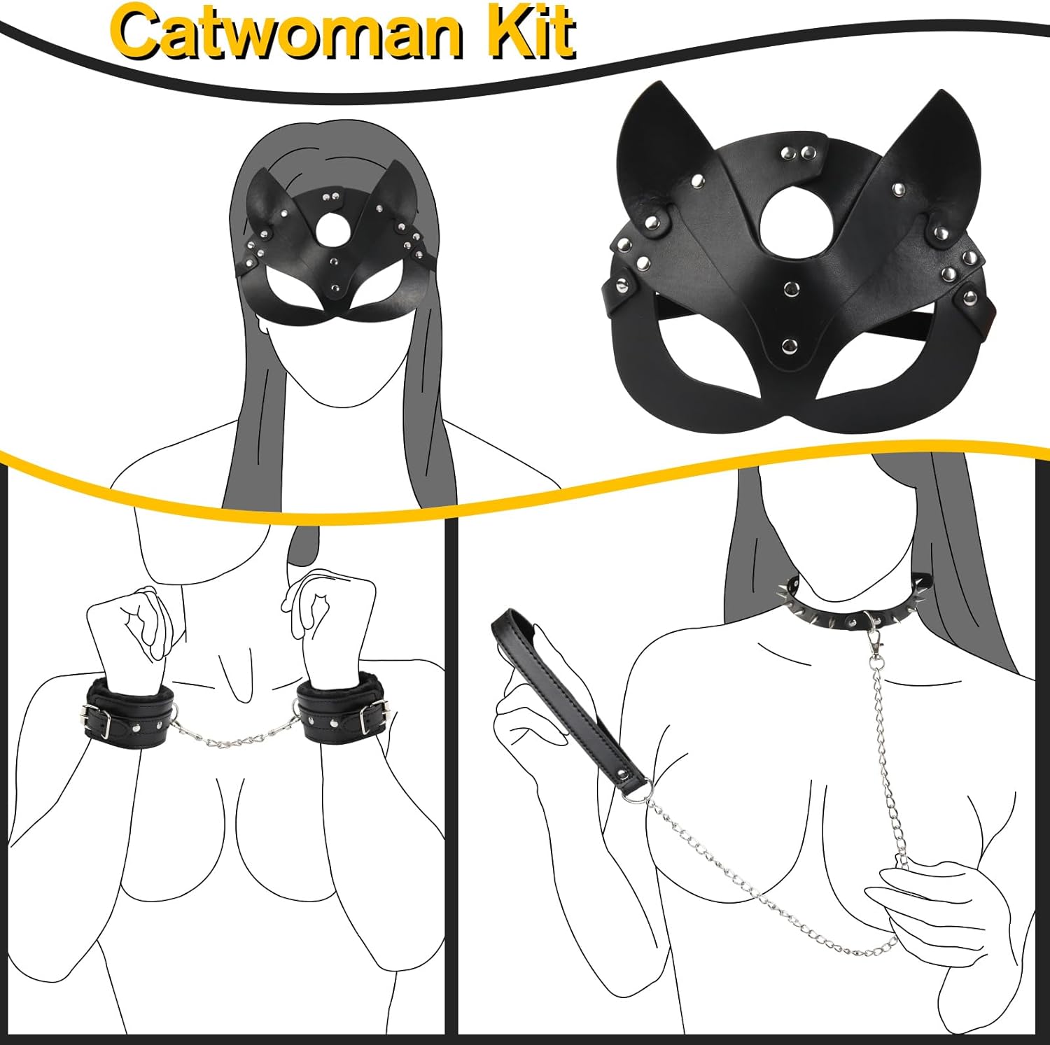 ForePlay BDSM Cat Mask Bondage Sex Restraints Set-4