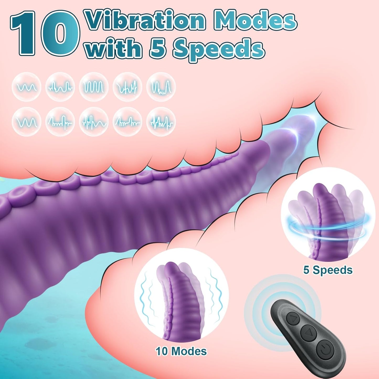 EuphorWave Fantasy Monster Tentacle Dildo | Vibrating, Waterproof, Powerful Suction Cup-2