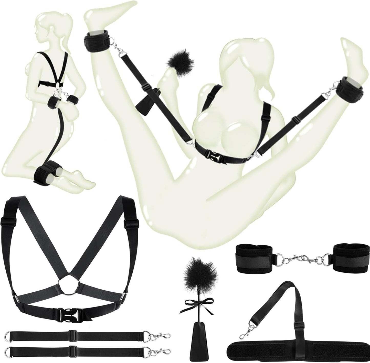 Triple-Point BDSM Restraint Set for Chest, Hands & Ankles-2