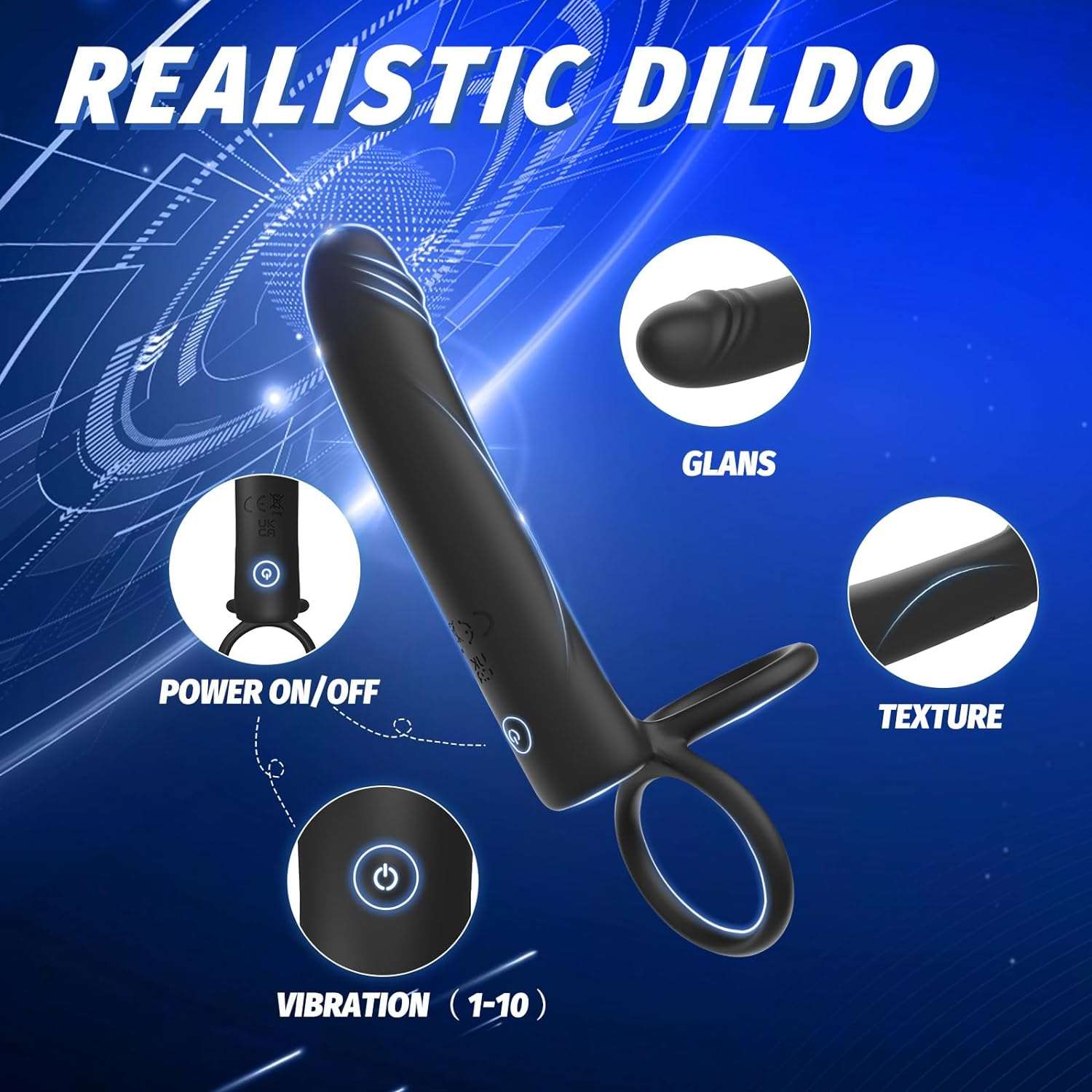 Enhanced Vibrating Pleasure Penis Ring Butt Plug Dildo-4