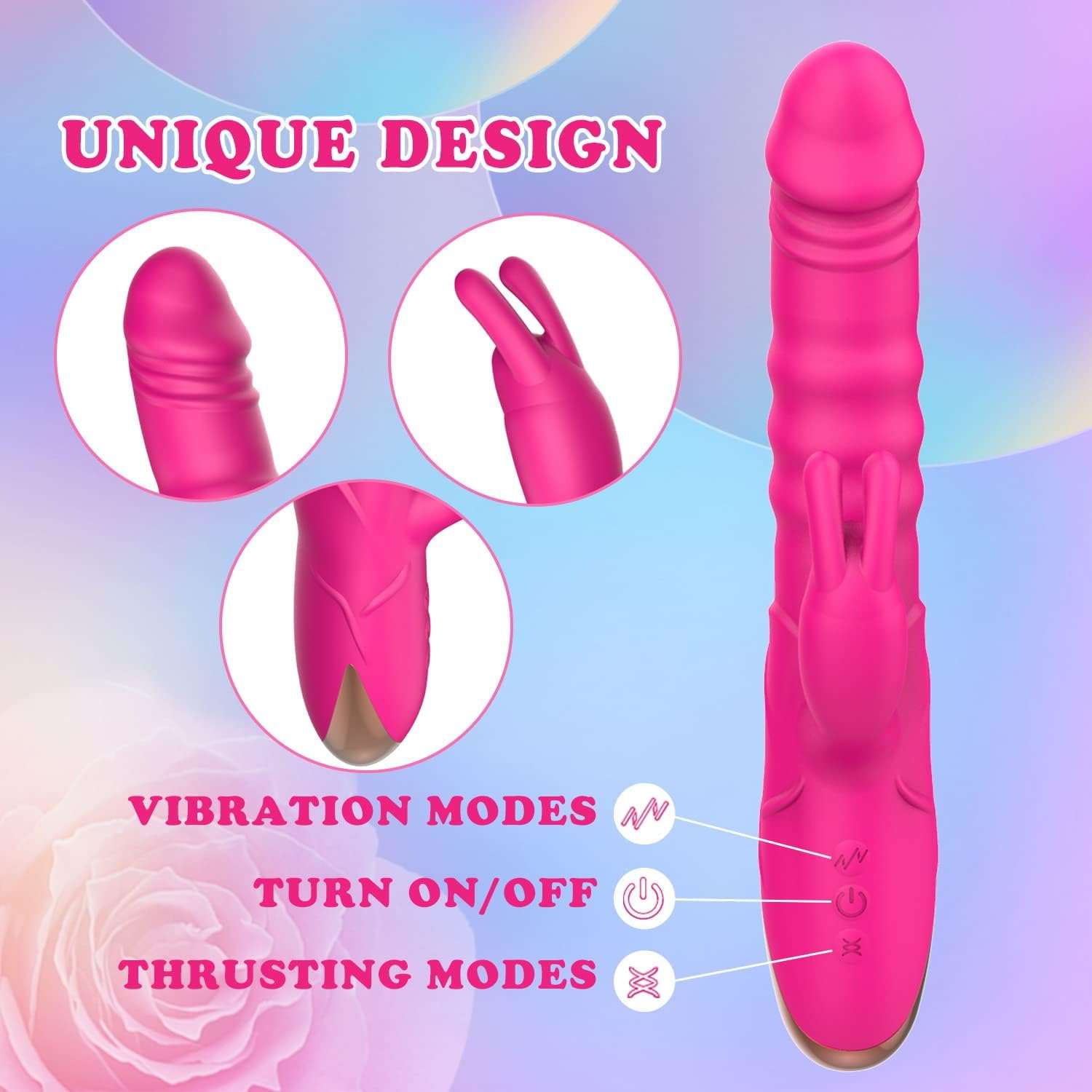 PrimeRose 3-in-1 Rabbit Thrusting Vibrator-3