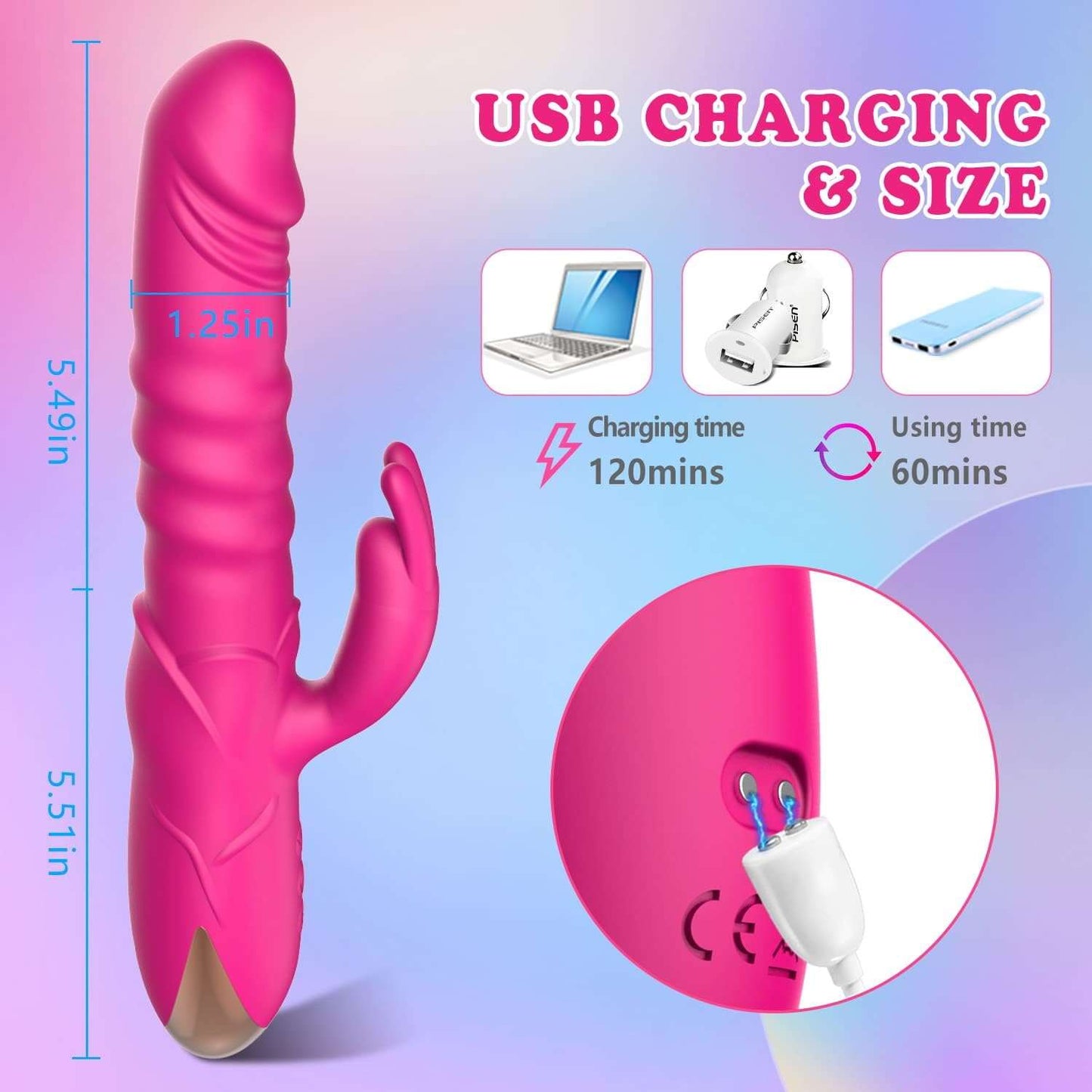 PrimeRose 3-in-1 Rabbit Thrusting Vibrator-4