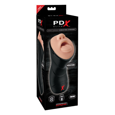 PDX Elite Deep Throat Vibrating Stroker Beige/Black-0