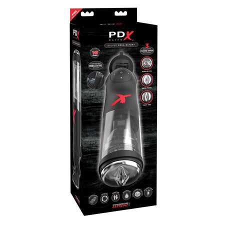 PDX Elite Deluxe Mega-Bator Rotating Thrusting Masturbator Clear/Black-0