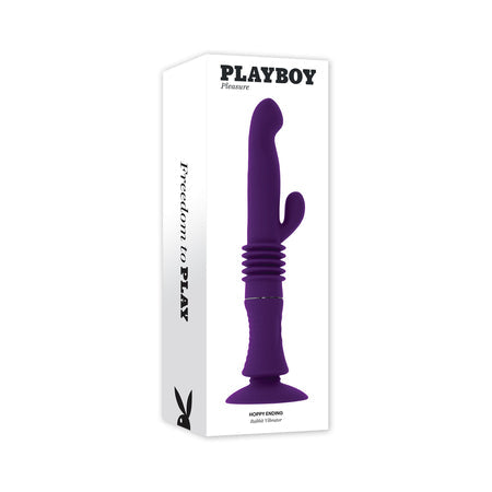 Playboy Hoppy Ending Rechargeable Silicone Thrusting Rabbit Vibrator Acai-0