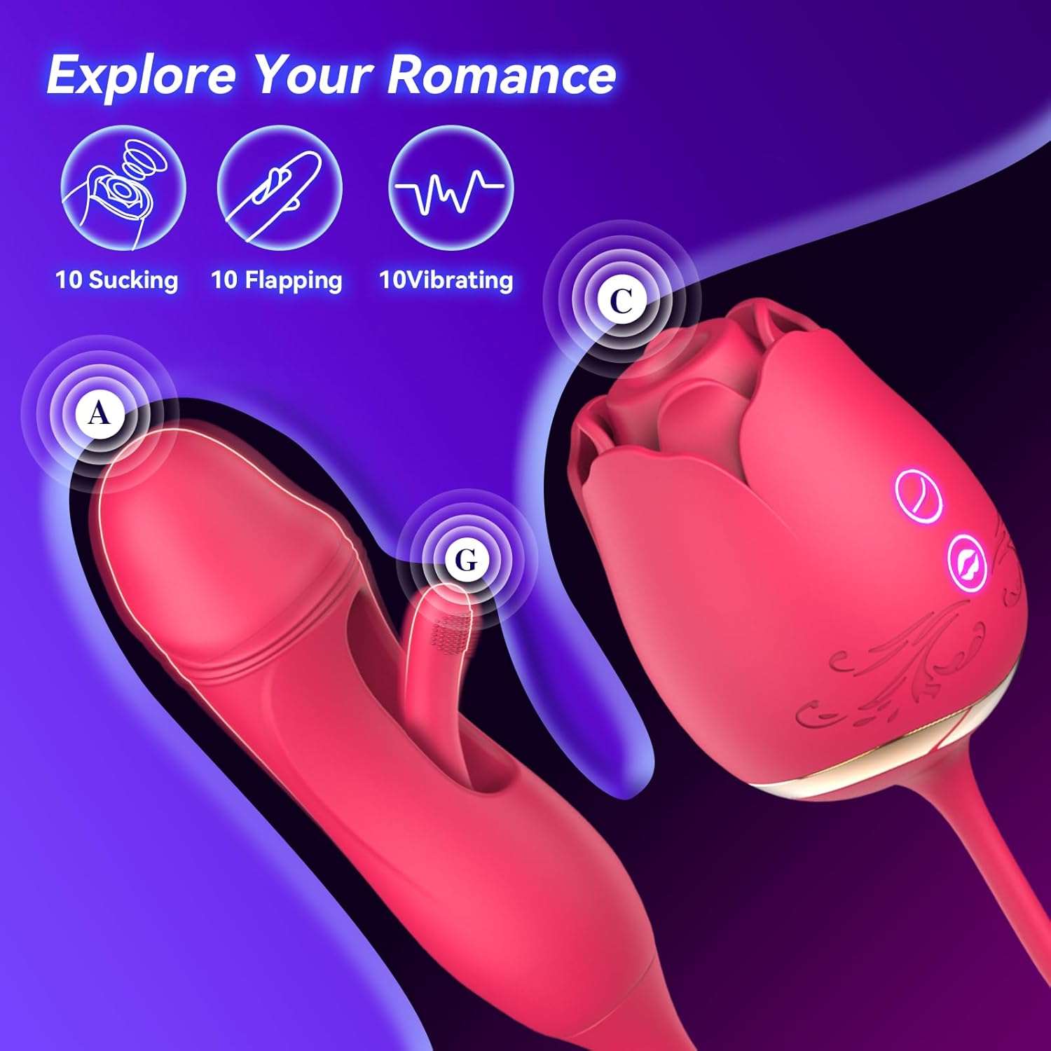 PleasurePulse Rose Sucking Vibrator G-Spot Dildo-1