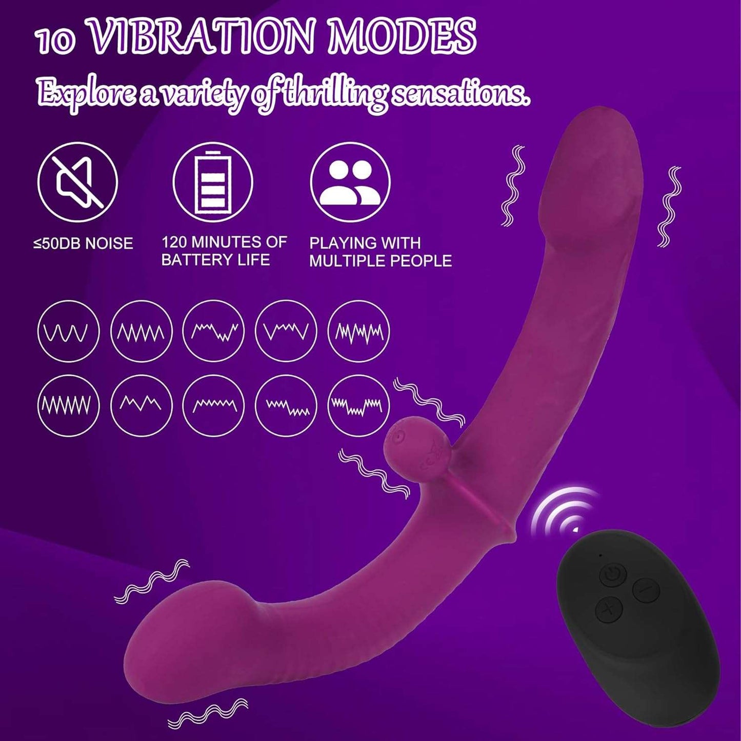 SymphonyVibe Dual Ended Remote Control Dildo Vibrator-1