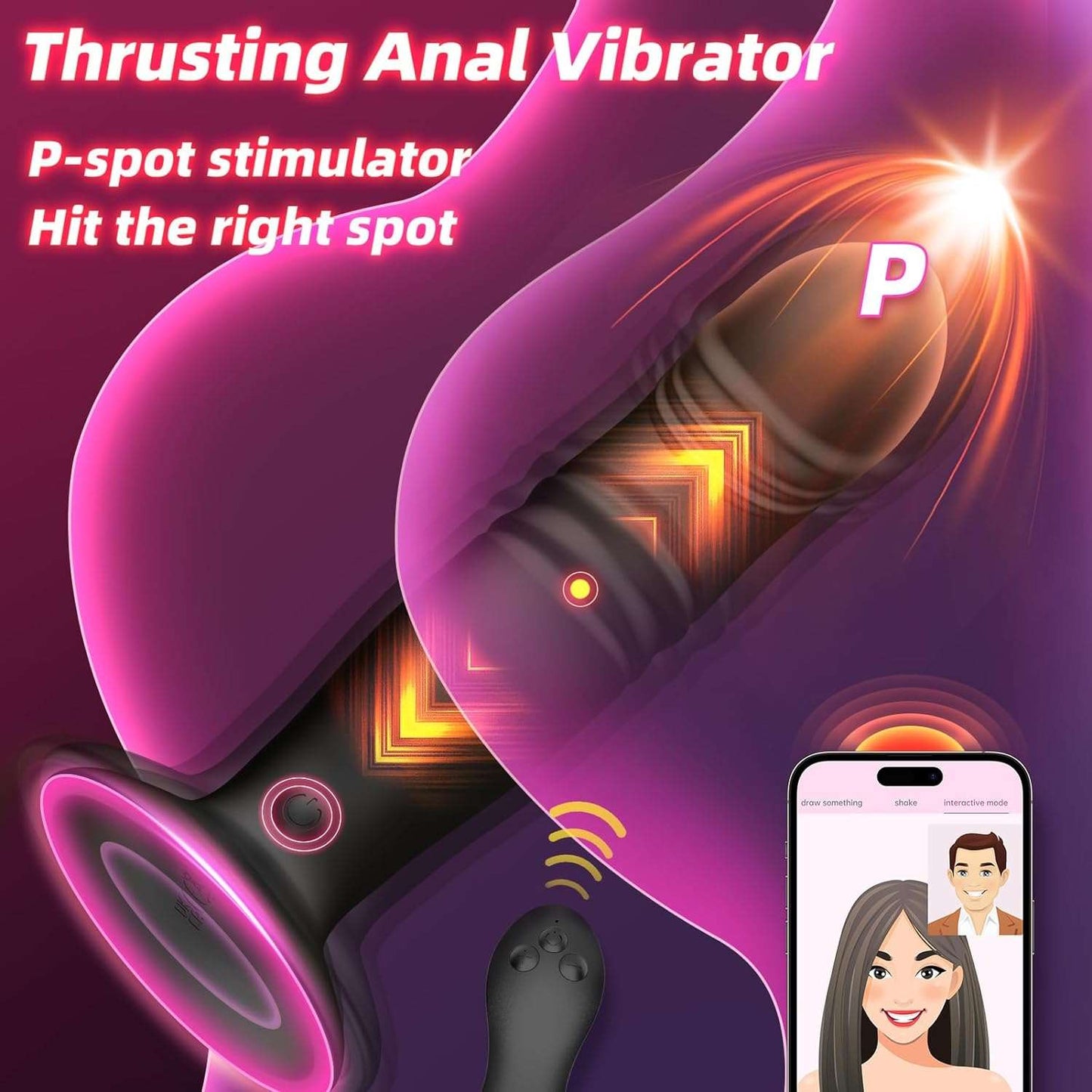 Thrusting Anal Plug Dildo Vibrator-1