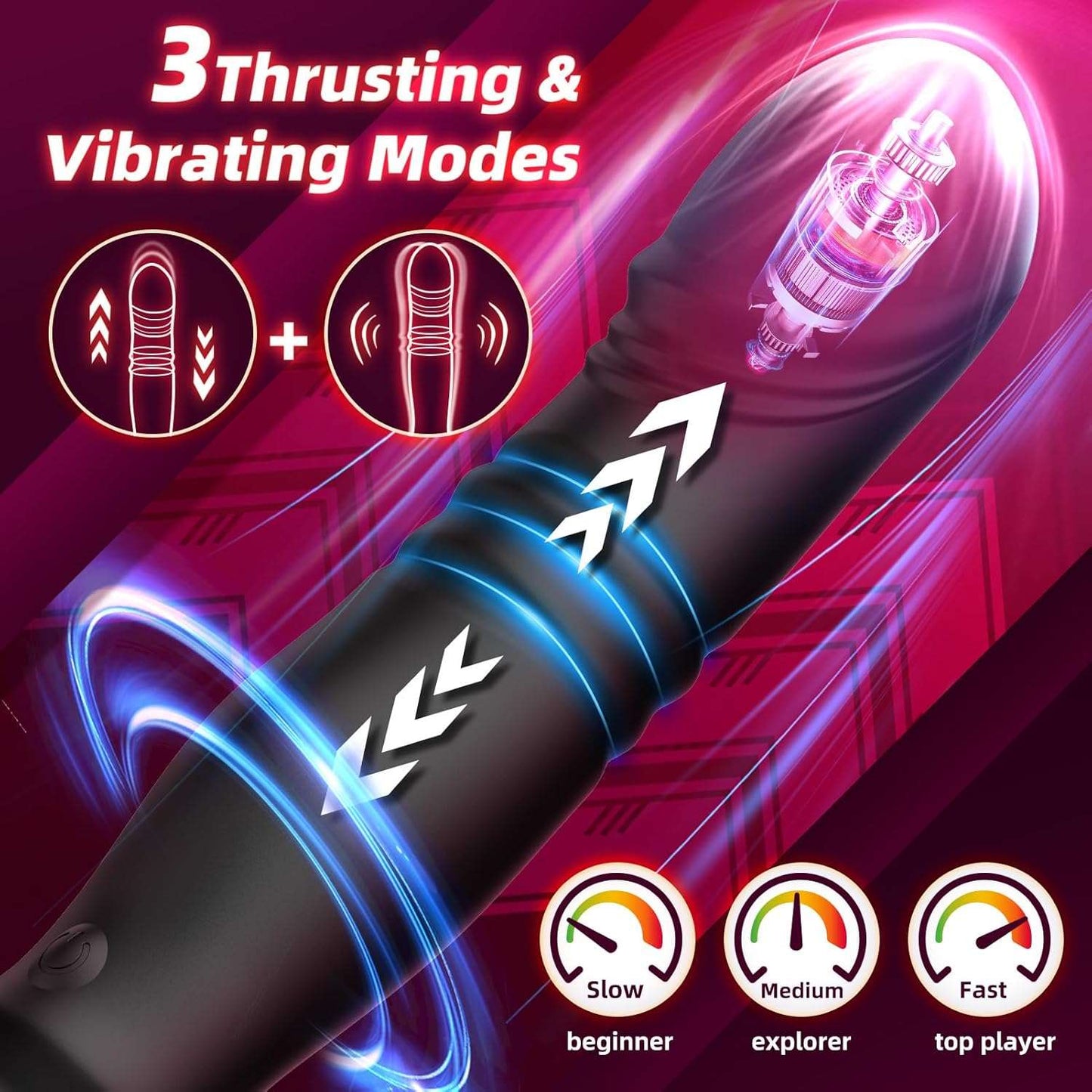 Thrusting Anal Plug Dildo Vibrator-2